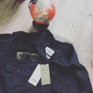Goodfellow Navy Button Down Men’s Large NWT